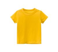 Maglietta da ragazza, unisex, estiva, girocollo, a maniche corte, per bambini, tinta unita, morbida, comoda, da uomo, delicata sulla pelle, leggera, da donna, casual, per tutti i giorni, giallo., 6