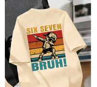 Maglietta da ragazzo "Six Seven Bruh" con stampa divertente di meme di internet, elemento 67 e danza del dab, adatta per feste, strada, eventi, moda estiva 6Y,7Y,8Y,9Y,10Y,14Y,11Y,12Y,13YGraficoPolies