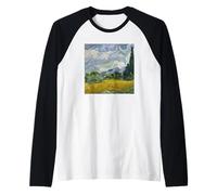 Maglietta da regalo con campo di grano con cipressi, dipinto di Van Gogh Maglia con Maniche Raglan