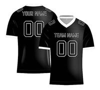 Maglietta da rugby scozzese da uomo, maglietta da rugby vintage da uomo, maglia uniforme con scollo a V a maniche corte, logo personalizzato con nome della squadra e numero di logo, Nero , M