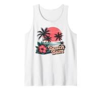 Maglietta da spiaggia tropicale retrò Hibiscus Sunset Palm Tree Sun Canotta