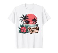 Maglietta da spiaggia tropicale retrò Hibiscus Sunset Palm Tree Sun Maglietta