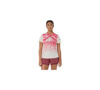 Maglietta da trail asics fujitrail elite graphic bianca rossa da donna
