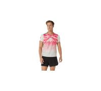 Maglietta da trail asics fujitrail elite graphic bianca rossa da uomo
