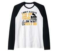 Maglietta da Treno per Ragazzi Stop And Look e Treni Maglia con Maniche Raglan