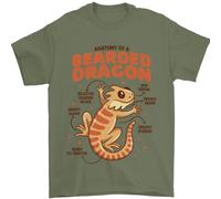 Maglietta Da Uomo 100% Cotone Con Anatomia Del Drago Barbuto Lucertole, Rettili