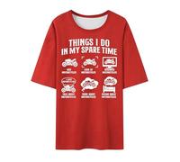 Maglietta da uomo 2026 comoda e alla moda, morbida, traspirante e casual, perfetta per ogni giorno e tinta unita, Colore: rosso, S