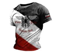 Maglietta da uomo a maniche corte, casual, comoda, alla moda, sportiva, con scollo rotondo, a maniche corte, da uomo, con stampa europea dei soldati tedesca, Nero , S