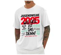 Maglietta da uomo a maniche corte con slogan tedesco divertente per la cerimonia giovanile 2026 ideale come regalo o per celebrare top originale, bianco, L