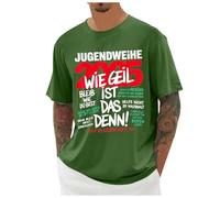 Maglietta da uomo a maniche corte con slogan tedesco divertente per la cerimonia giovanile 2026 ideale come regalo o per celebrare top originale, verde, L