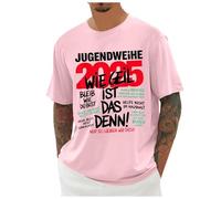 Maglietta da uomo a maniche corte con slogan tedesco divertente per la cerimonia giovanile 2026 ideale come regalo o per celebrare top originale, Rosa, L