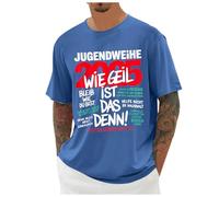 Maglietta da uomo a maniche corte con slogan tedesco divertente per la cerimonia giovanile 2026 ideale come regalo o per celebrare top originale, blu, L