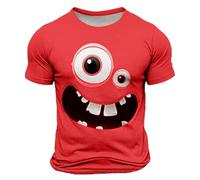 Maglietta da uomo a maniche corte con stampa grafica e scollo rotondo per uno stile casual e un comfort quotidiano eccezionale, rosso, XXL