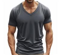 Maglietta da uomo a maniche corte da uomo, casual, alla moda, con scollo a V, ad asciugatura rapida, traspirante, sportiva, a maniche corte, per interni, esterni, passeggiate, sport, vita quotidiana