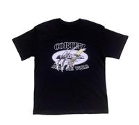 Maglietta da Uomo a Maniche Corte Nera con Disegni di Testo e Scene mondiali, Adatta per l'Abbigliamento Casual di Strada per Gli Appassionati di Moda, Stile Artistico audace-color02||l