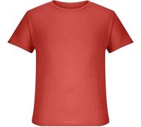 Maglietta da uomo a maniche corte per la vita quotidiana, a compressione, a maniche corte, estiva, girocollo, casual, sportiva, per sport al chiuso e all'aperto, vita quotidiana, Rosso, S