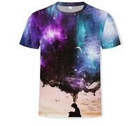 Maglietta da uomo a maniche corte per la vita quotidiana, unisex, con stampa 3D, alla moda, per adulti, a maniche corte, per sport al chiuso e all'aperto, vita quotidiana, blu cielo, 5XL