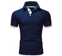 Maglietta da uomo a maniche corte, vestibilità regolare, camicetta da uomo, casual, alla moda, blocco colore, sport, colletto rialzato, maglietta a maniche corte, per sport al chiuso e all'aperto