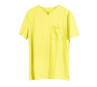 Maglietta da uomo a maniche corte, vestibilità regolare, tinta unita, per fitness, grande, sportiva, con tasca in cotone elastico, maniche corte, estiva, scollo a V, per sport al chiuso e all'aperto