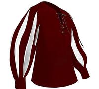 Maglietta da uomo a maniche lunghe, camicia da uomo di grandi dimensioni, stile principe di corte medievale ricamo dorato