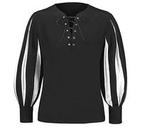 Maglietta da uomo a maniche lunghe, camicia da uomo di grandi dimensioni, stile principe di corte medievale ricamo dorato