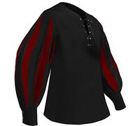 Maglietta da uomo a maniche lunghe, camicia da uomo di grandi dimensioni, stile principe di corte medievale ricamo dorato
