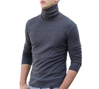 Maglietta da uomo a maniche lunghe, con collo a semi-cravatta, termica, a compressione, per inverno e autunno, 2025, collo dolcevita, strato di base, 6XL