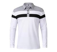 Maglietta da uomo a maniche lunghe con design abbinato, vestibilità ampia, alla moda, combinata per look casual, versatile, indossabile nella vita di tutti i giorni, lavoro, alta qualità per un