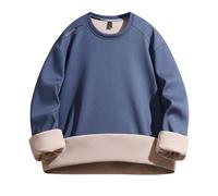 Maglietta da uomo a maniche lunghe, in morbido velluto per l'inverno, con caldo come comodo top, Blu, 5XL