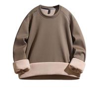 Maglietta da uomo a maniche lunghe, in morbido velluto per l'inverno, con caldo come comodo top, cachi, XXL