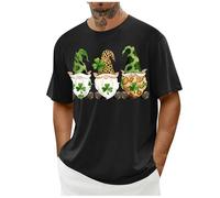 Maglietta da uomo alla moda con quadrifoglio Gnom, maglietta a maniche corte St. Patrick's Day Lucky, maglietta a maniche corte, sottile, girocollo, maglietta irlandese, estiva, Lucky Irish St