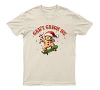 Maglietta da uomo Cant Catch Me Gingerbread Skateboard Holidays Christmas...