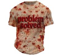 Maglietta da uomo casual retrò Bloodstained Print Halloween Tshirt Funny Shirts for Men Collared Tee, beige., L