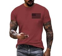 Maglietta da uomo commemorativa bandiera americana Giorno dell'indipendenza Estate Casual Manica corta Moda Divertente T-shirt da uomo, bordeaux, Nascita