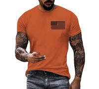 Maglietta da uomo commemorativa bandiera americana Giorno dell'indipendenza Estate Casual Manica corta Moda Divertente T-shirt da uomo, arancione, Nascita