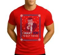 Maglietta da uomo con Babbo Natale | I Want You to Buy Things | Ugly Christmas Natale, Colore: rosso, XL