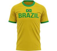 Maglietta da uomo con bandiera del Brasile, tifosi di calcio brasiliani, idea regalo per lui, maglietta da calcio gialla e verde, Giallo/verde., L