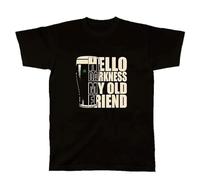 Maglietta da uomo con bicchiere da birra, motivo: Hello Darkness My Old Friend, colore nero, Nero , M