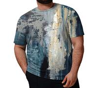 Maglietta da uomo con circonferenza della vita, da uomo, girocollo, basic maglietta, taglie forti, 7XL, con spalle sovrapposte, girocollo, a maniche corte, I grigio., XXXXXL