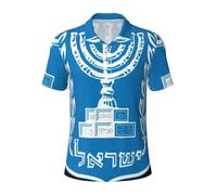 Maglietta da Uomo con Colletto Polo, Traspirante, A Maniche Corte, con Israele Stemma Nazionale, Vintage, Casual, Leggera, Hip-Hop, Estiva, Maglietta da Uomo Unisex.