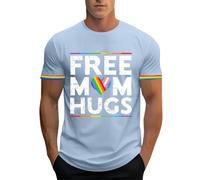 Maglietta da uomo con cuore arcobaleno, elegante maglietta a maniche corte con simbolo a cuore colorato e scollo rotondo, maglietta dichiarazione per il mese Pride e tutti i giorni, Stil#m05 blu, 5XL