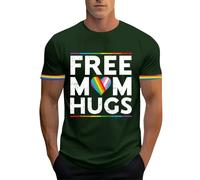 Maglietta da uomo con cuore arcobaleno, elegante maglietta a maniche corte con simbolo a cuore colorato e scollo rotondo, maglietta dichiarazione per il mese Pride e tutti i giorni, Stil#m03 verde, XL