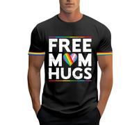 Maglietta da uomo con cuore arcobaleno, elegante maglietta a maniche corte con simbolo a cuore colorato e scollo rotondo, maglietta dichiarazione per il mese Pride e tutti i giorni, Stil#m01 Nero, XL