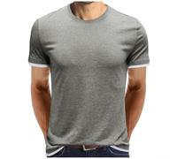 Maglietta da uomo con design falso a due pezzi a maniche corte tinta unita taglio ampio indossabile tutto l'anno per la casa quotidiana vacanza maglietta da uomo a maniche corte camicia da uomo (L