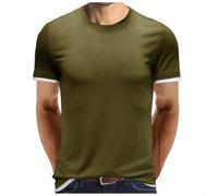 Maglietta da uomo con design falso a due pezzi, a maniche corte, tinta unita, taglio largo, indossabile tutto l'anno, per la casa, le vacanze, maglietta da uomo a maniche corte (M verde)