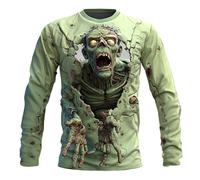 Maglietta da uomo con dinosauro ricco di dettagli, stampa 3D allover - manica corta girocollo con motivo realistico T-Rex | top grafico per un look casual, Stile L02 Verde, XL