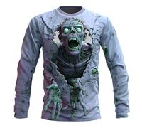 Maglietta da uomo con dinosauro ricco di dettagli, stampa 3D allover - manica corta girocollo con motivo realistico T-Rex | top grafico per un look casual, Stile L01 Blu, 3XL