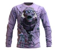 Maglietta da uomo con dinosauro ricco di dettagli, stampa 3D allover - manica corta girocollo con motivo realistico T-Rex | top grafico per un look casual, Stile L04 viola, L