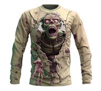 Maglietta da uomo con dinosauro ricco di dettagli, stampa 3D allover - manica corta girocollo con motivo realistico T-Rex | top grafico per un look casual, Stile L03 kaki, XL