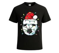 Maglietta da uomo con disegno di Babbo Natale, calciatore, regalo di Natale, Stampa bianca T-shrt nera, L